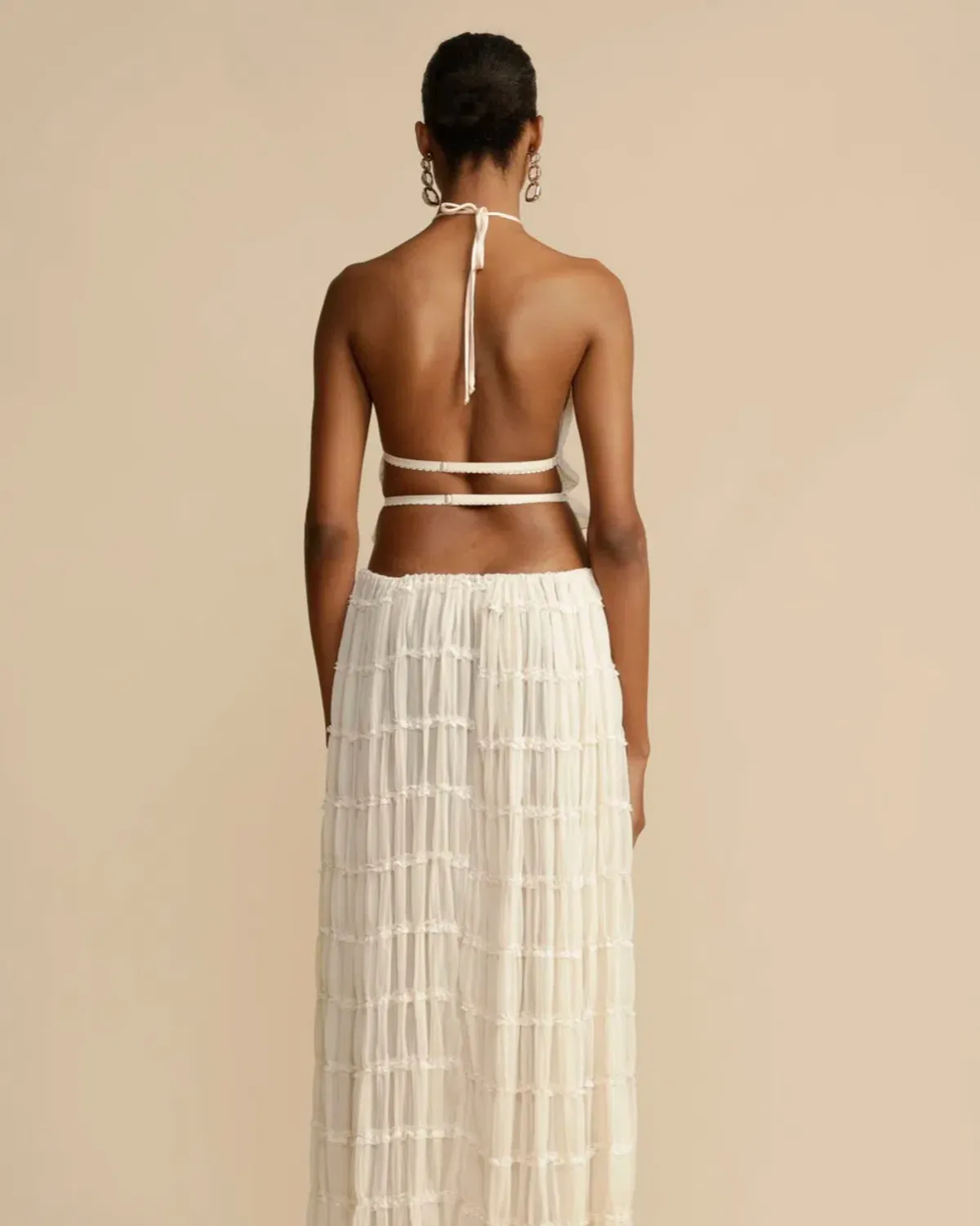 Arcina Ori Juliette Halter Top & Maxi Skirt Set Warm Cream Size S / AU 8 - Image 3