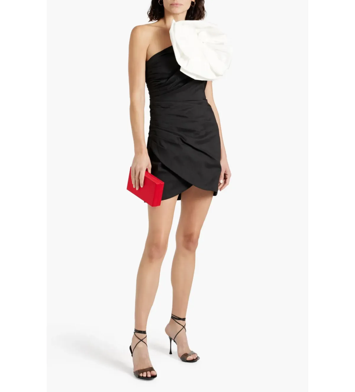 Rachel Gilbert Evana Strapless Floral-appliquéd Poplin Mini Dress In Black Size S/Au 8 - Image 1