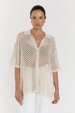 DISSH Sonny Natural Crochet Shirt beige size 6 for rent on The Volte - image 1