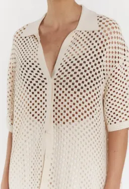 DISSH Sonny Natural Crochet Shirt beige size 6 for rent on The Volte - image 2