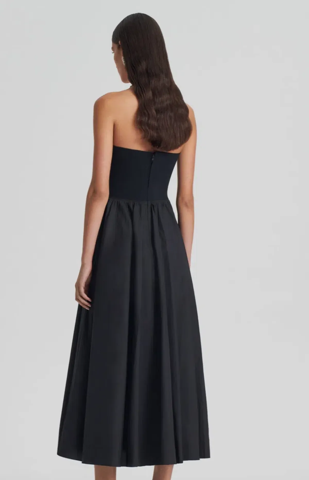 Scanlan Theodore Crepe Knit Cotton Strapless Dress Black Size 8 - Image 3