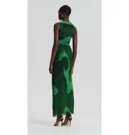 Scanlan Theodore Italian Watercolour Print Dress Green Safari Size 10 for rent on The Volte - image 3