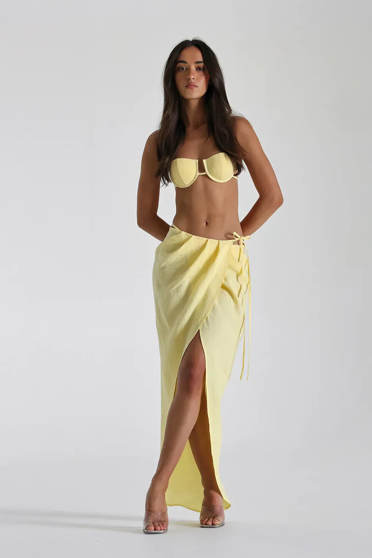 Natalie Rolt Belle Top Size 0 / AU 6 Belle Skirt Size AU 8 in Lemon for rent on The Volte - main image
