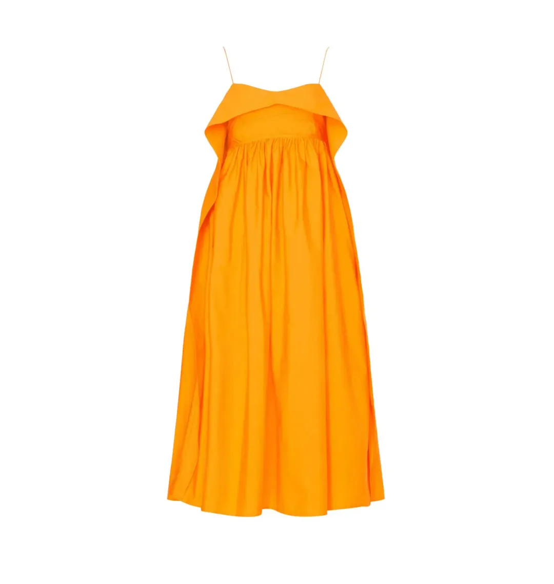 Cecilie Bahnsen Susa Midi Dress Orange Size AU 8 for rent on The Volte - main image