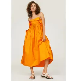 Cecilie Bahnsen Susa Midi Dress Orange Size AU 8 for rent on The Volte - image 1