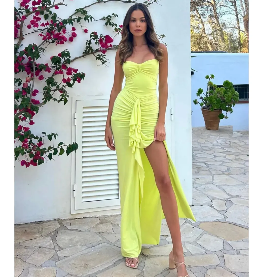 Natalie Rolt Shontae Gown In Citron Size 1 / AU 8 for rent on The Volte - main image