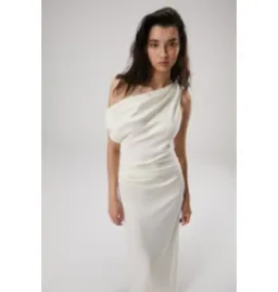 Misha Aster Drape Shoulder Satin Maxi Dress Antique White 8/S for rent on The Volte - image 2
