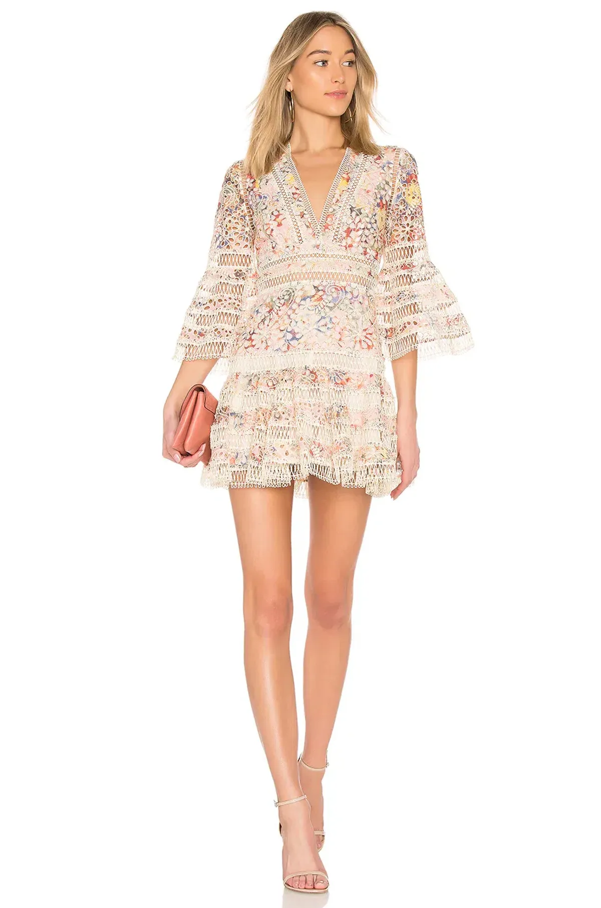 Zimmermann Lovelorn Floral Flutter Mini Dress Pink Floral Size 0 / AU 8 - Image 3
