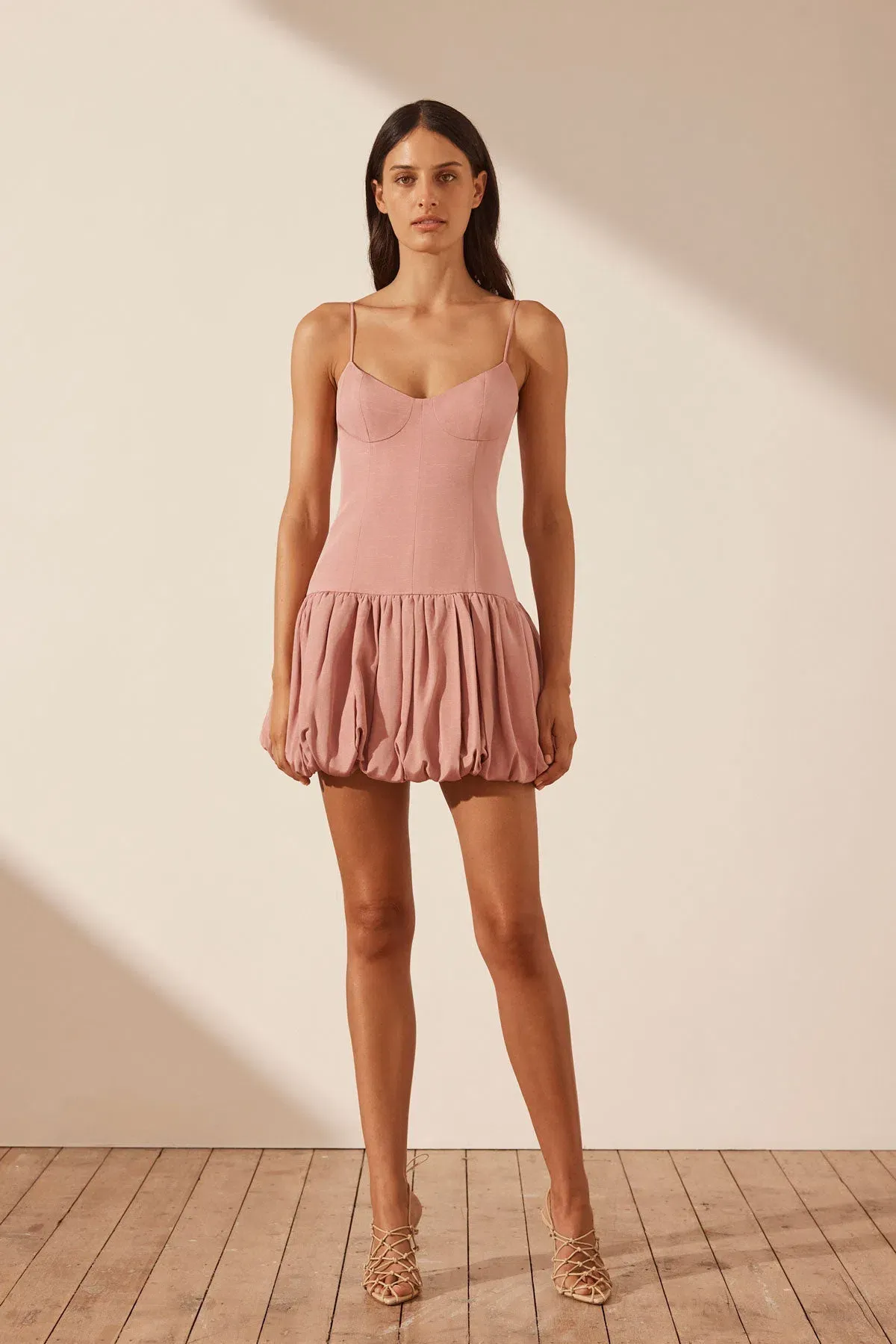 Shona Joy Vento Bustier Bubble Mini Dress Rose Dawn Size 6 - Image 1