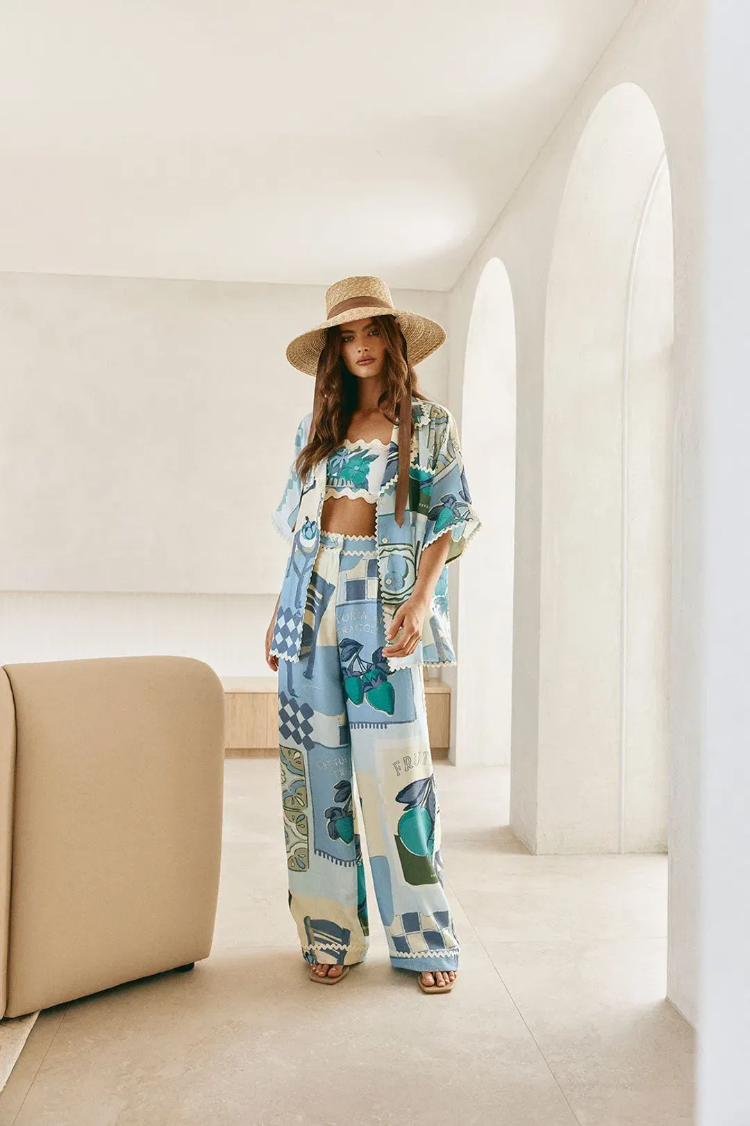 Zaco Kelia Shirt & Pant Set Blue/Multi Size S / AU 8 for rent on The Volte - main image