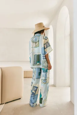 Zaco Kelia Shirt & Pant Set Blue/Multi Size S / AU 8 for rent on The Volte - image 3