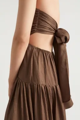 Seed Heritage Satin Cut Out Maxi Dress Pecan Brown Size 8 for rent on The Volte - image 2