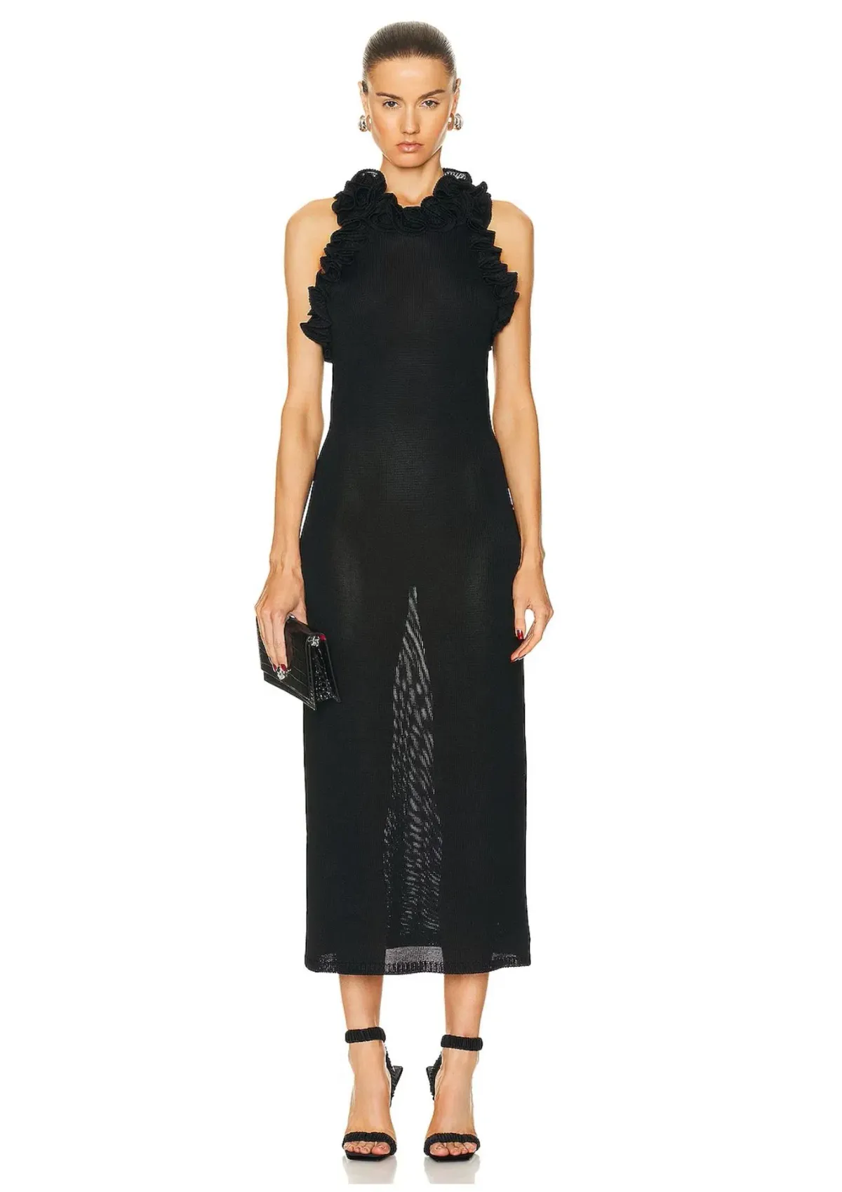 Zimmermann Matchmaker Ruffle Neck Midi Dress Black Size 0 / AU 8 - Image 1