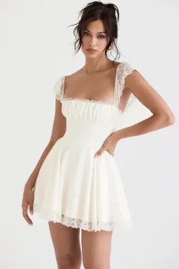 House of CB Kaia A-Line Mini Dress in Ivory Size XS / AU 6 for rent on The Volte - image 1