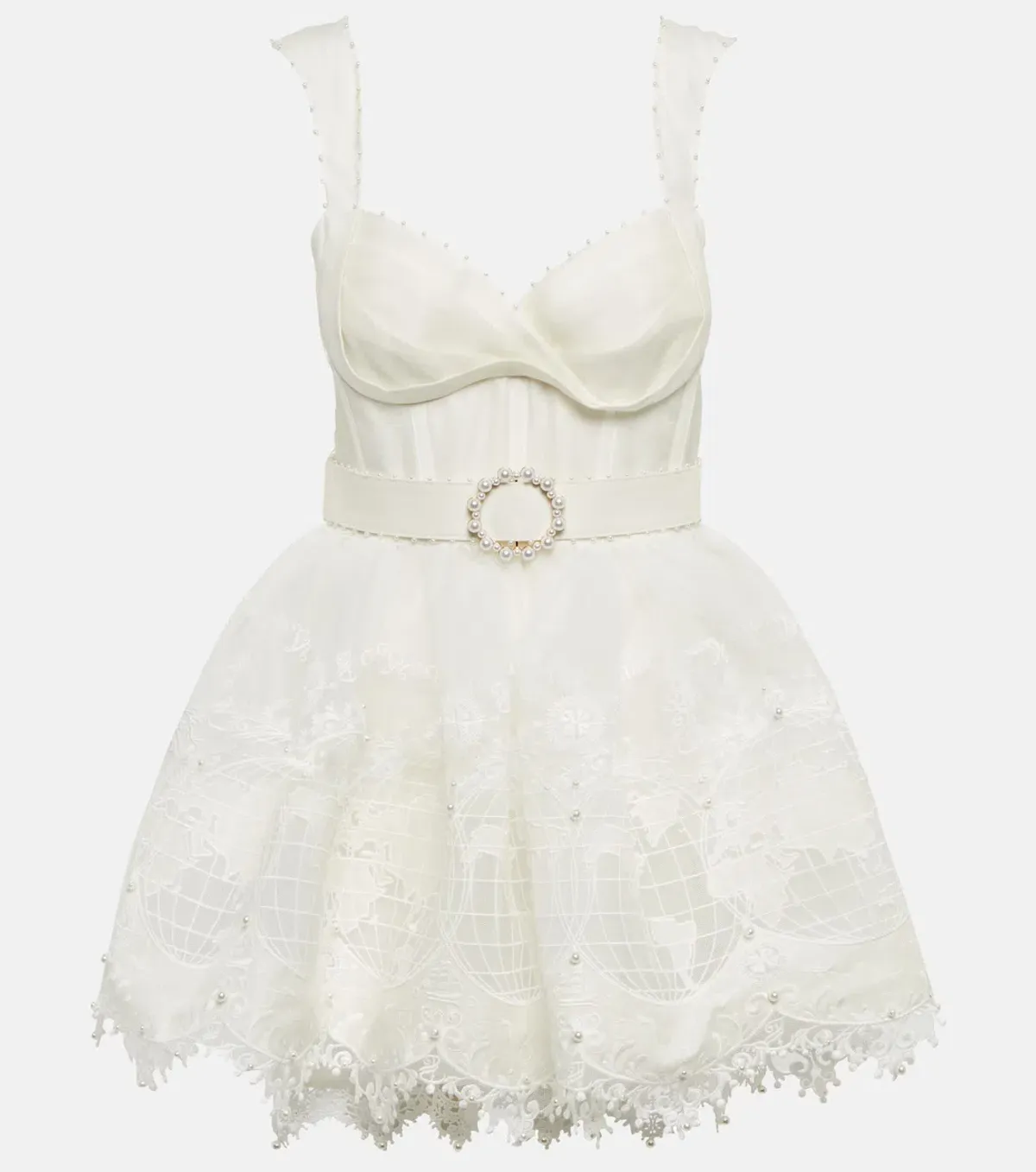 Zimmermann High Tide Embroidered Corset Mini Dress Ivory Size 0 / AU 8 - Image 2