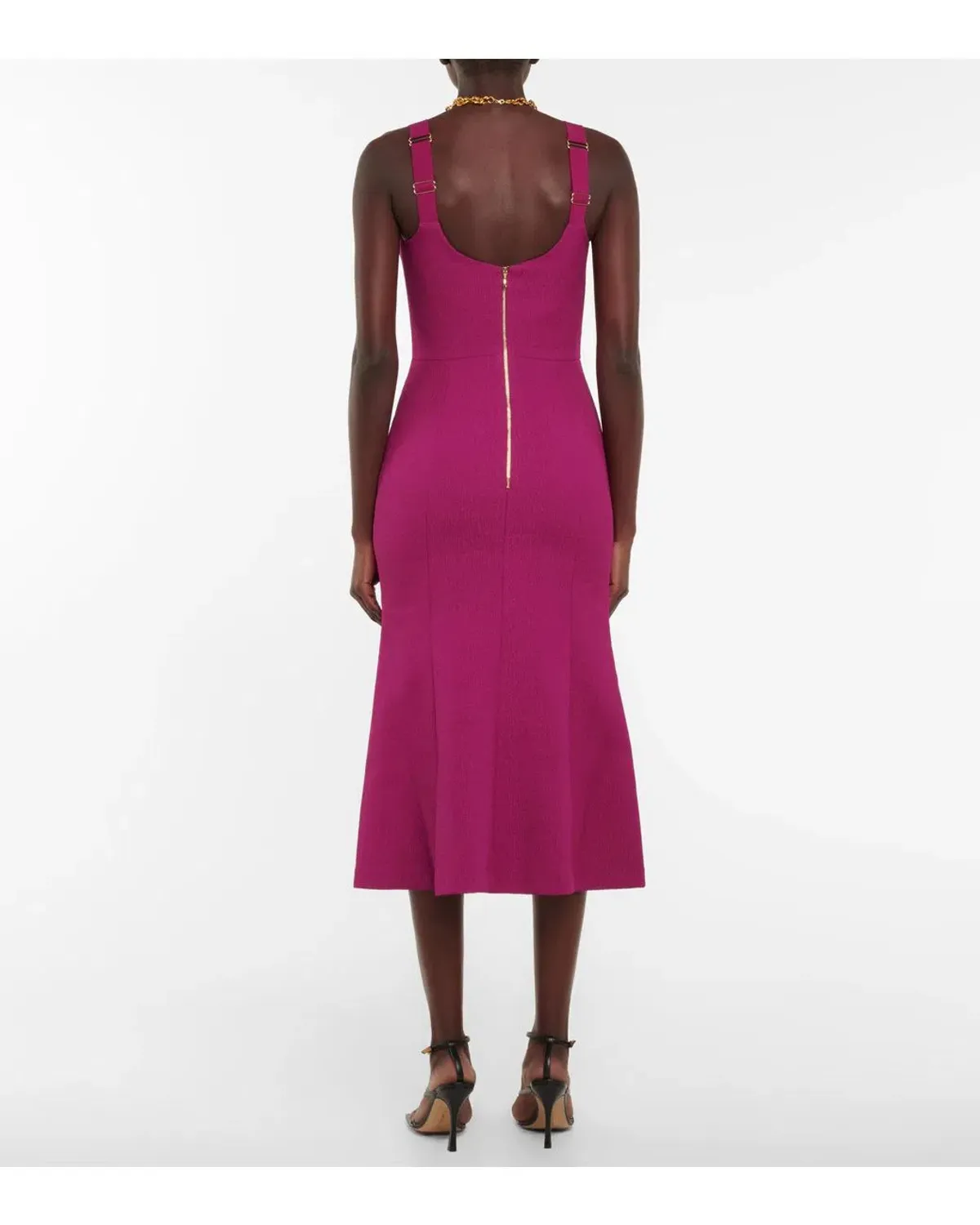 Rebecca Vallance Diana Crepe Midi Dress In Grape Size 8 - Image 3