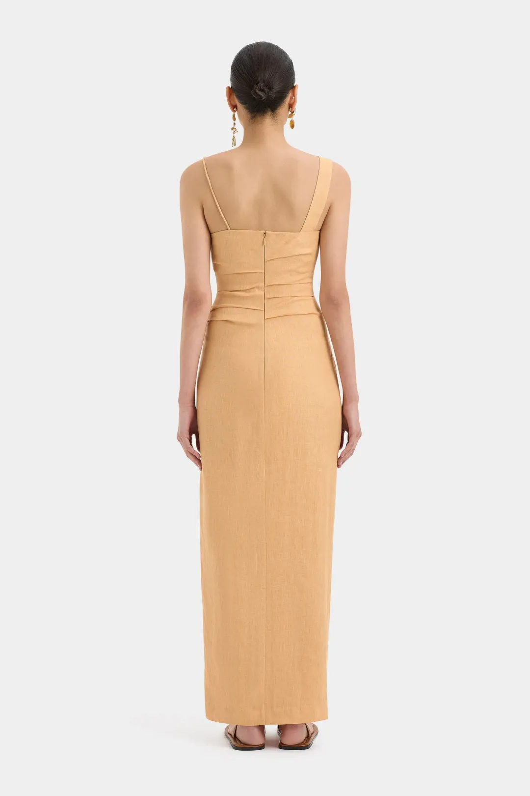 Sir the Label Antonia Beaded Midi Dress Light Tan Size 1/AU 8 for rent on The Volte - main image