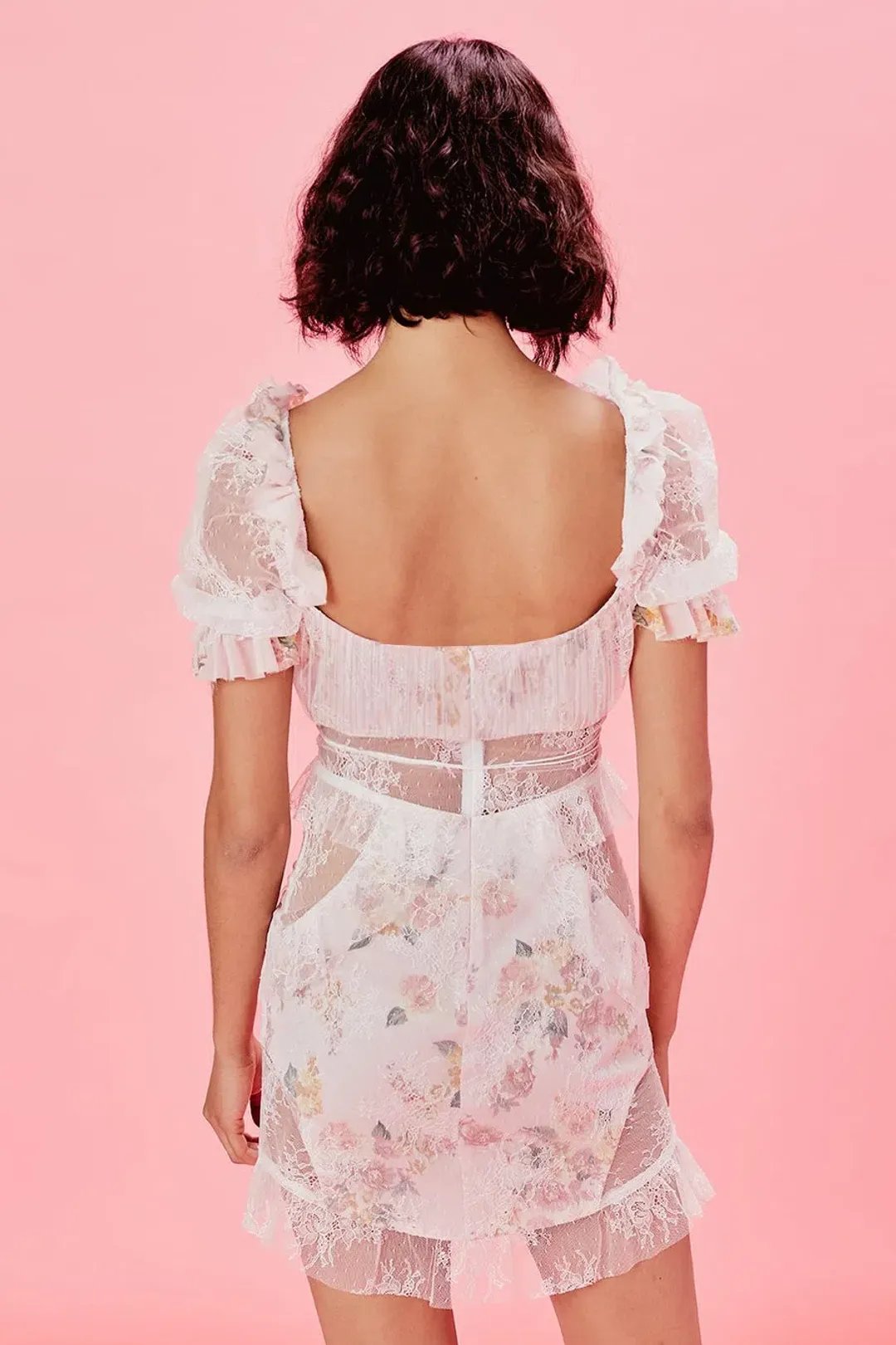For Love and Lemons Nola Mini Romantic Pink Lace Dress Blush Size S/ AU 8 for rent on The Volte - main image
