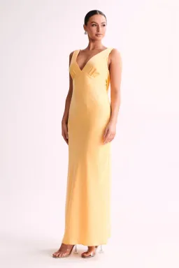Meshki Nadia Satin Dress with Back Cowl Lemon Size XS/ AU 6 for rent on The Volte - image 2