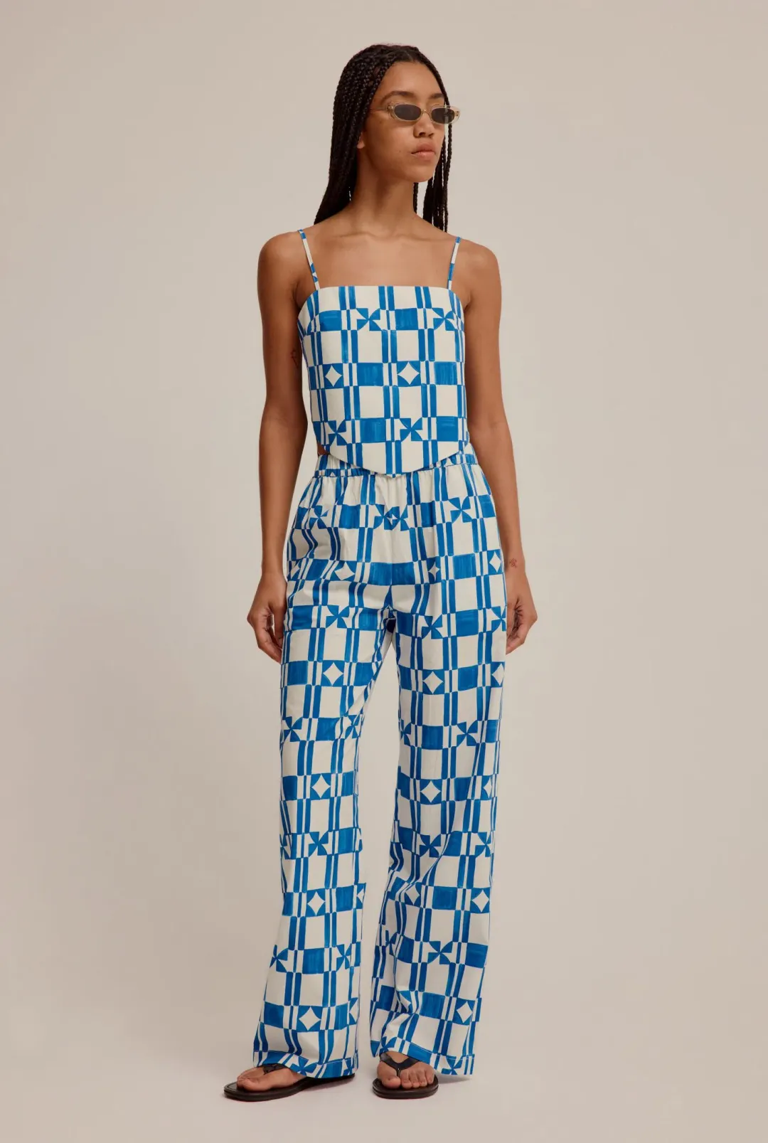 Venroy Printed Poplin Top Size XS/AU 6 & Pants Size S/AU 8 Set Print for rent on The Volte - main image
