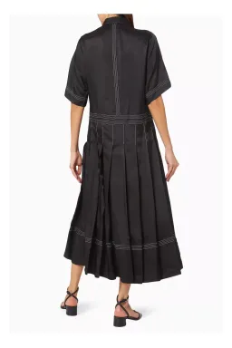 Lee Matthews Adelaide Pleated Shirt Dress Black Size 12 for rent on The Volte - image 2