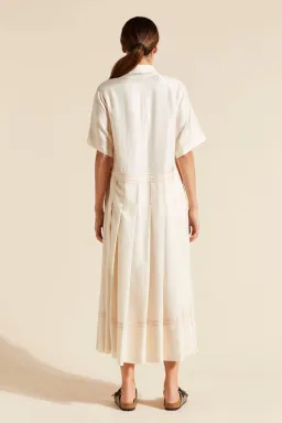 Lee Matthews Adelaide Pleated Shirt Dress Cream Size 12 for rent on The Volte - image 2