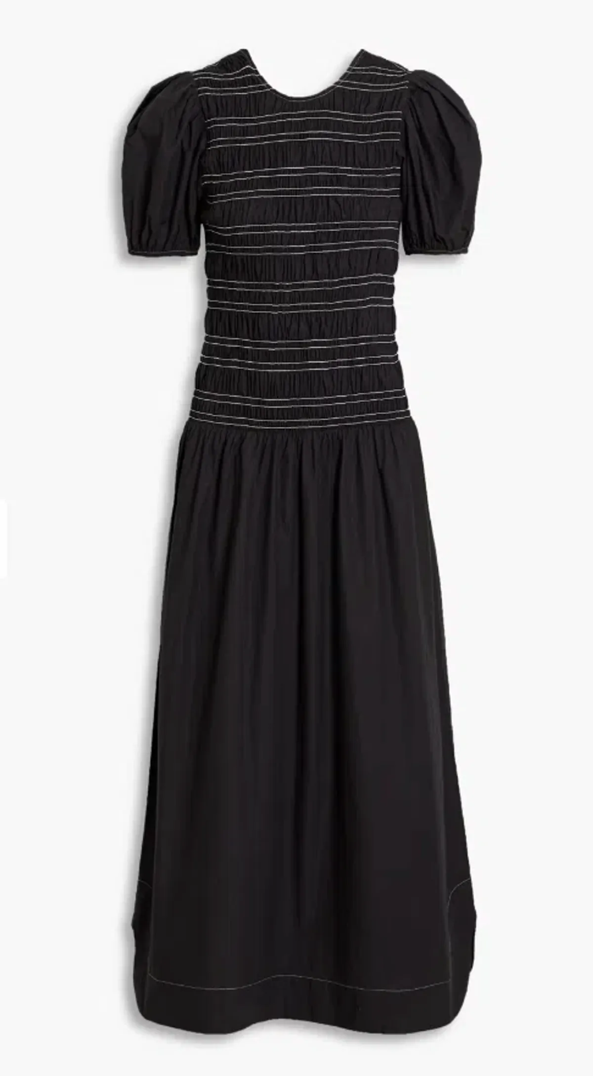Ganni Poplin Shirred Dress Black Size 38/ AU 10 - Image 4