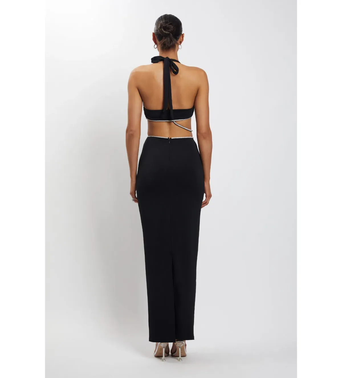 MESHKI Nicha Diamante Cut Out Maxi Dress Black Size 8 - Image 2