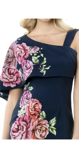 Review Cape Dress Navy Floral Size 12 for rent on The Volte - image 3