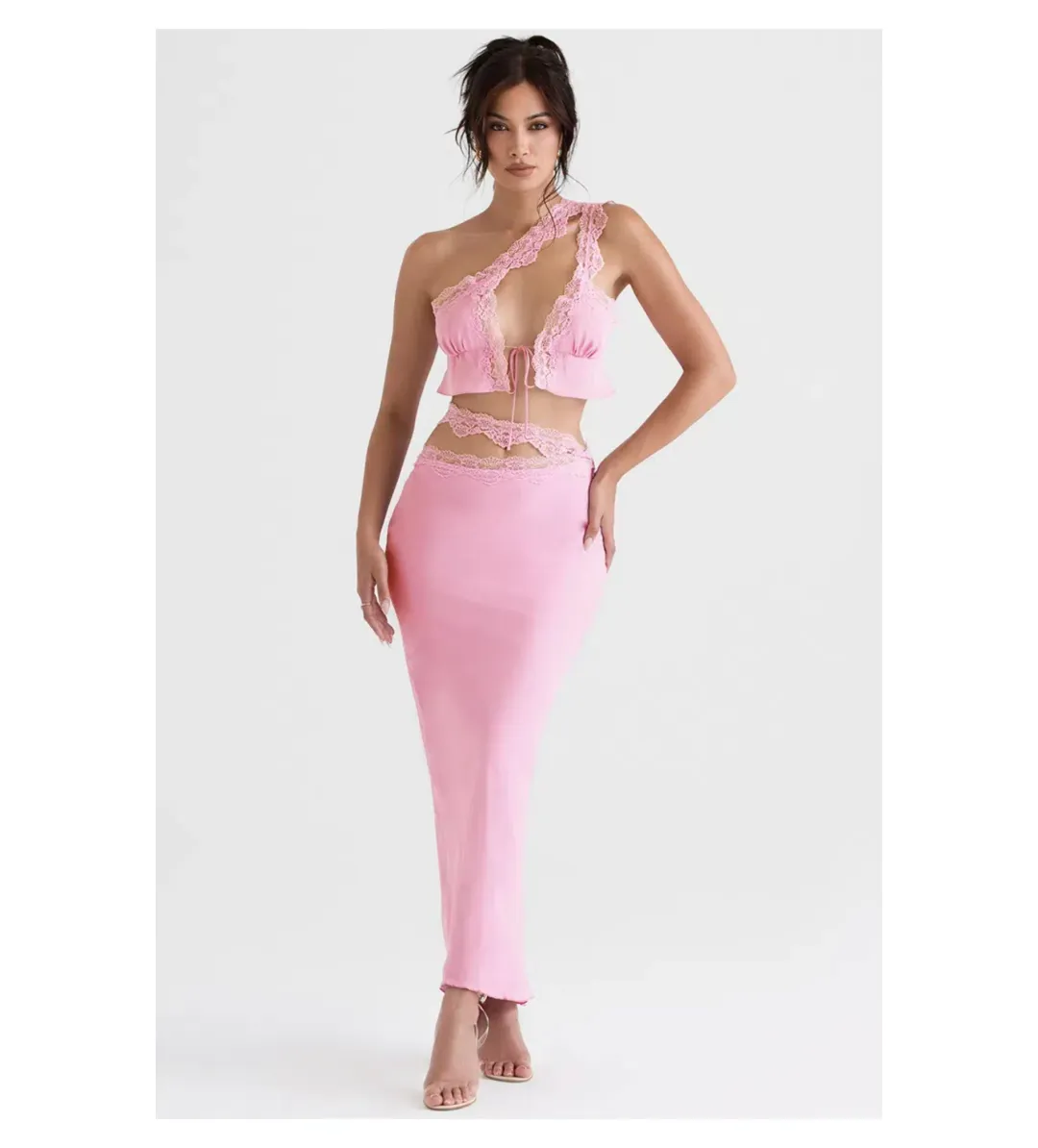 House of CB Lorena Top & Mathilda Lace Trim Set Pink S/Au 8 for rent on The Volte - main image