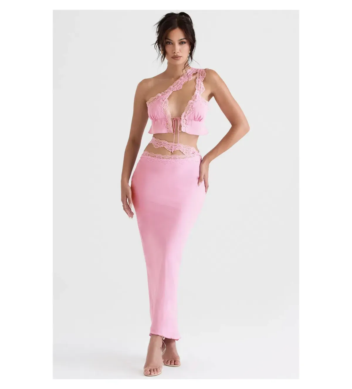House of CB Lorena Top & Mathilda Lace Trim Set Pink S/Au 8 for rent on The Volte - main image