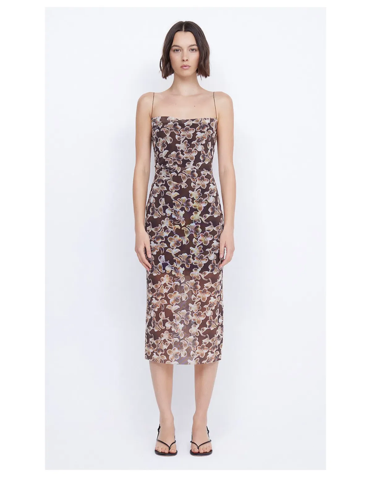 Bec & Bridge Herlani Singlet Midi Dress Hibiscus Choc Size 8 - Image 1