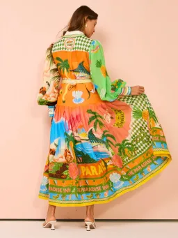 Alemais Paradiso Shirt Midi Dress Multi Print Size AU 12 for rent on The Volte - image 4