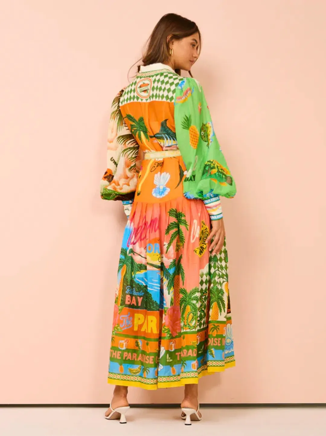 Alemais Paradiso Shirt Midi Dress Multi Print Size AU 12 for rent on The Volte - main image