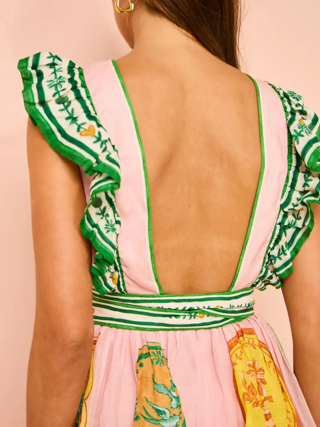 Alemais Porcelain Frill Midi Dress In Pink Size 10 for rent on The Volte - main image
