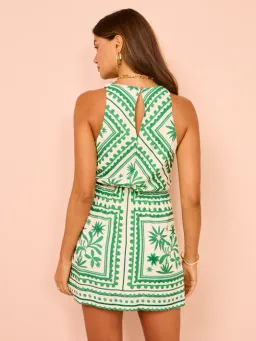 Mon Renn Losas Mini Dress Green/Print Size 12 for rent on The Volte - image 3