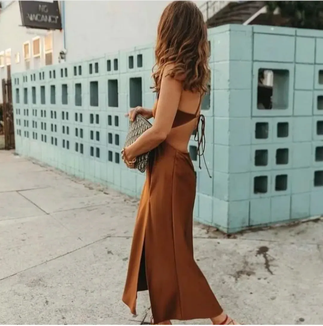 LPA the Label Imani Dress In Brown Size XS/Au 6 for rent on The Volte - main image