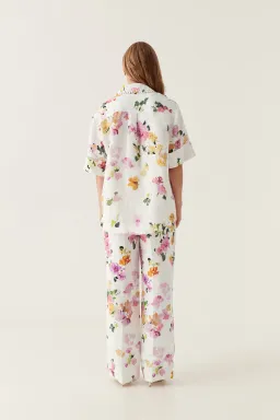 Aje Constance Whipstitch Shirt And Portray Pants Set White Floral Size 14 for rent on The Volte - image 3