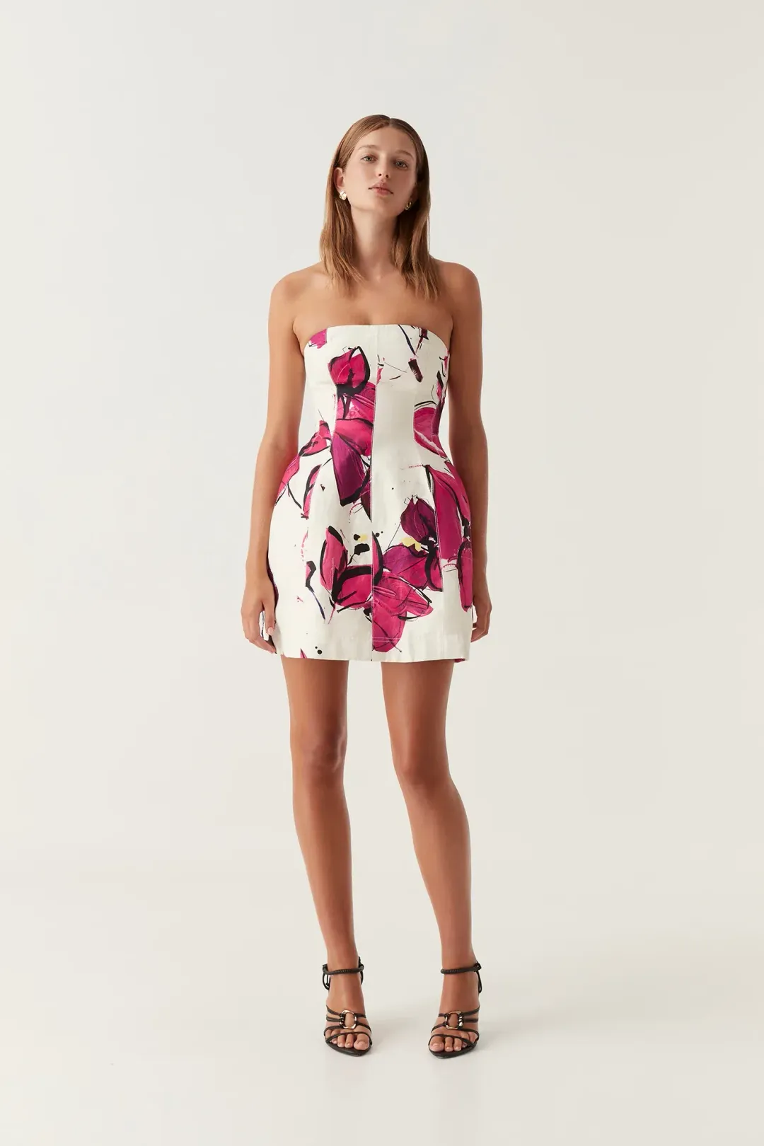 Aje Baret Strapless Mini Dress Floral Size 14 for rent on The Volte - main image