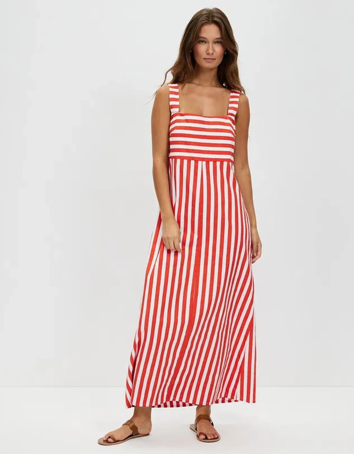 Cartel & Willow Sara Maxi Dress Campari Stripe Size 10 for rent on The Volte - main image
