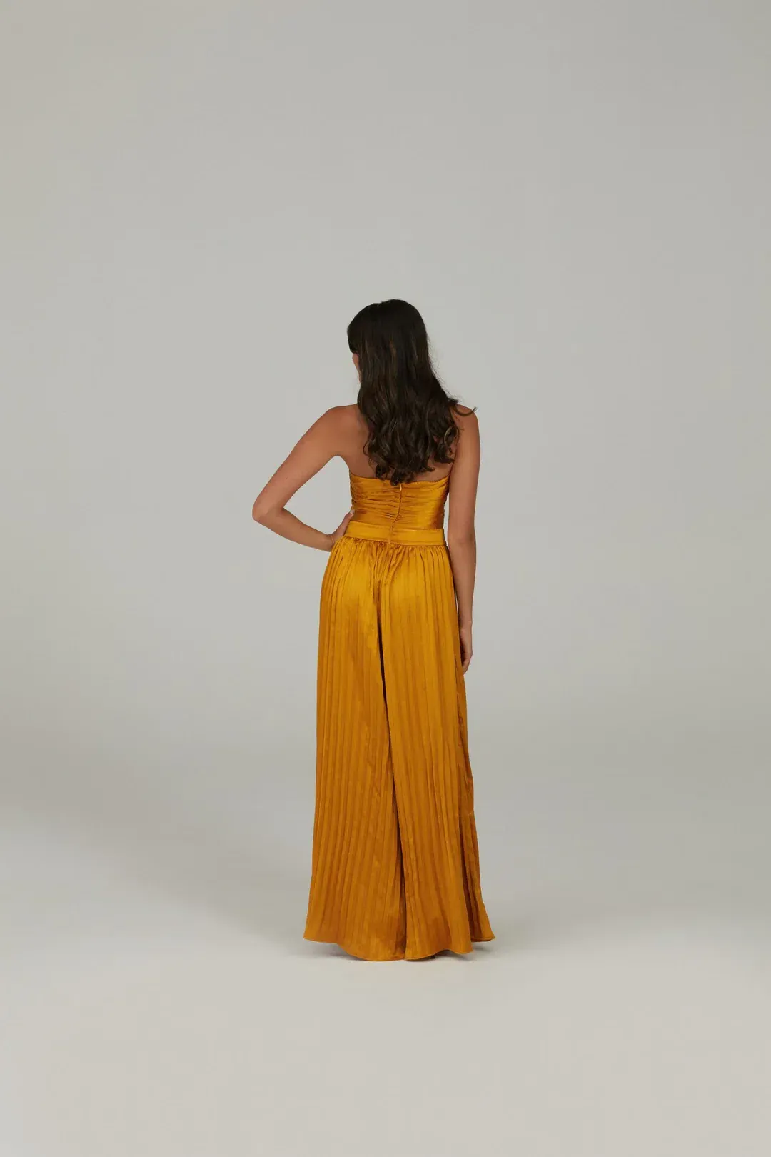 Karna Ramsay Stella Jumpsuit Yellow Gold Size S (AU 8) for rent on The Volte - main image
