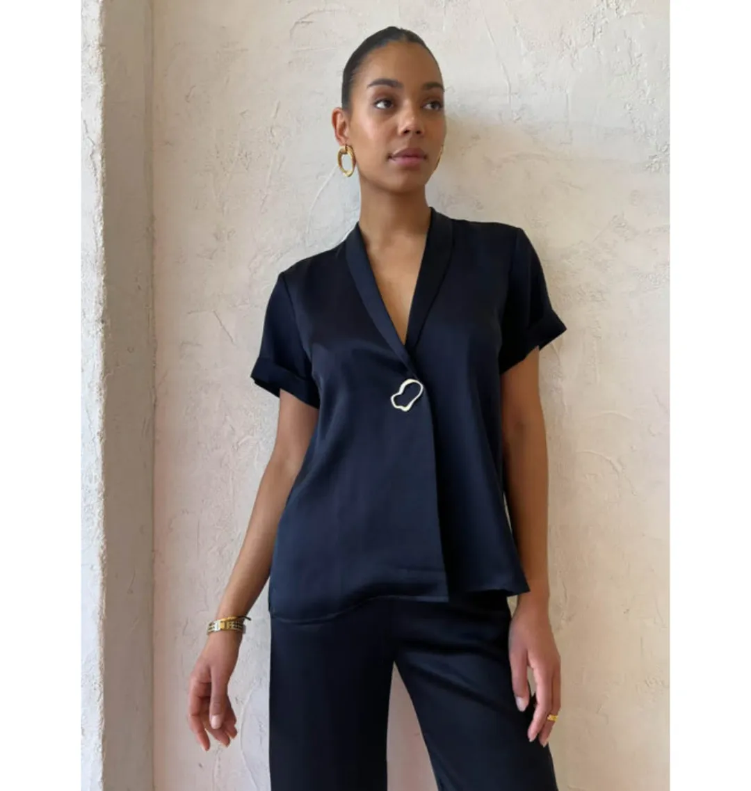 Viktoria & Woods Hallelujah Shirt and Chauffeur Trouser Set in Navy Size 2 / AU 10 for rent on The Volte - main image