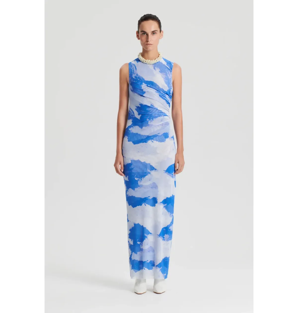 Scanlan Theodore Italian Cloud Print Dress Blue Size AU 6 for rent on The Volte - main image