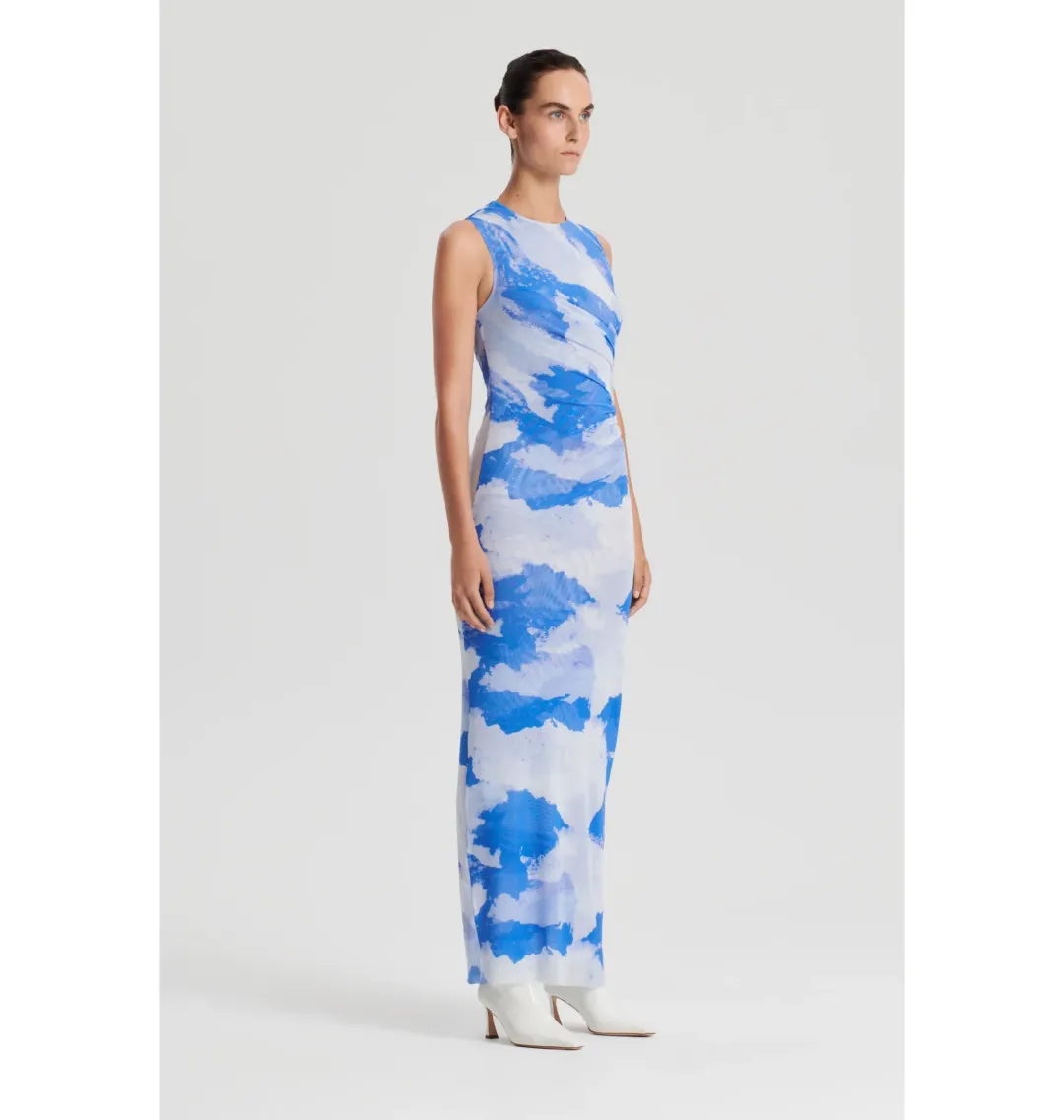 Scanlan Theodore Italian Cloud Print Dress Blue Size AU 6 for rent on The Volte - main image