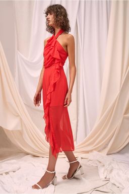 C/MEO COLLECTIVE ELUDE MIDI DRESS CHILLI for rent on The Volte - image 9
