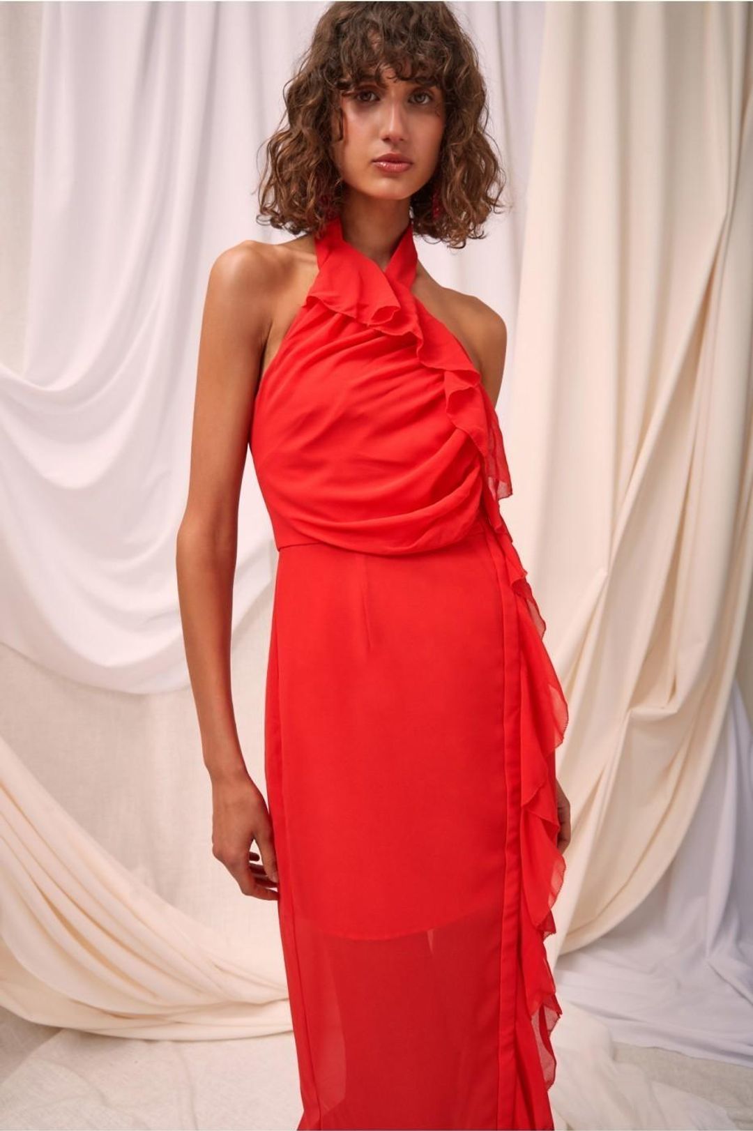 C/MEO COLLECTIVE ELUDE MIDI DRESS CHILLI for rent on The Volte - main image
