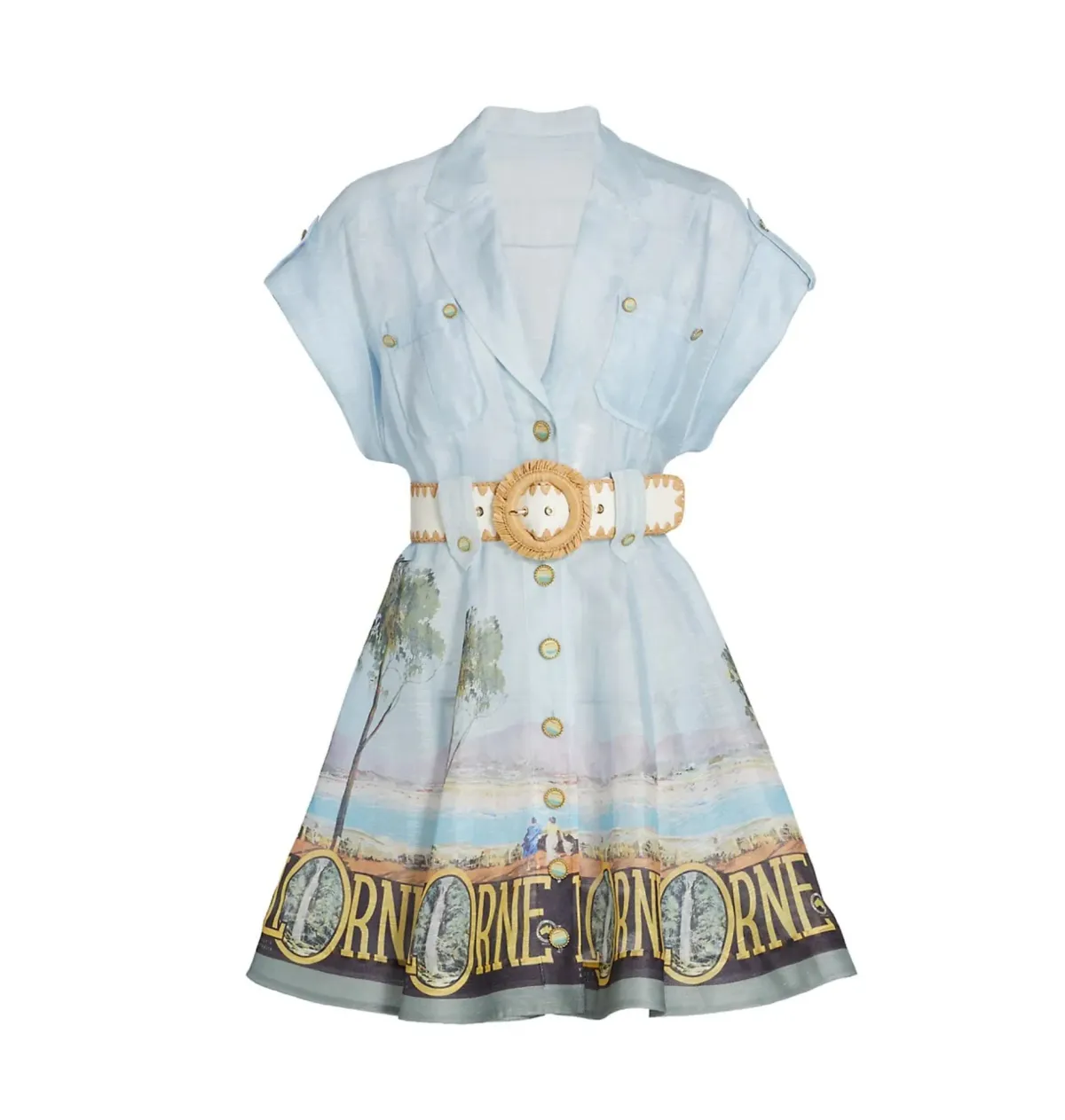 Zimmermann Postcard Shirt Mini Dress Lorne Print Size 2 / AU 12 - Image 4