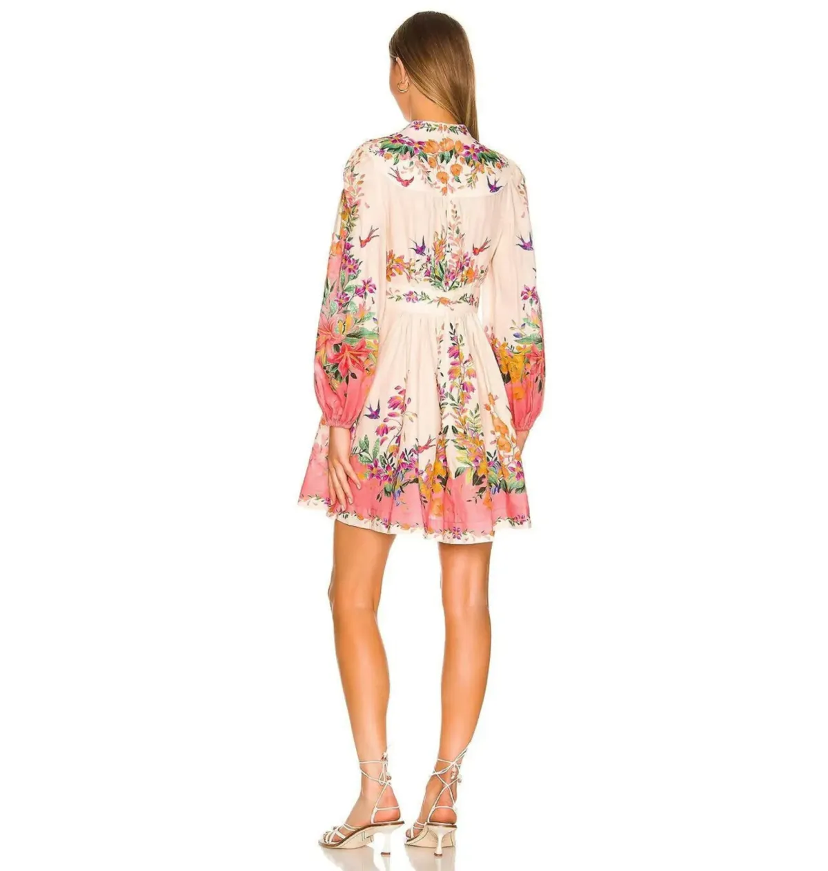Zimmermann Tropicana Plunge Mini Dress Cream Floral Size 3 / AU 14 - Image 5