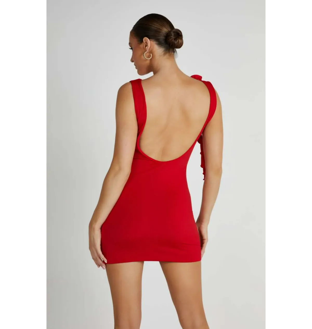 Meshki Bronte Backless Rose Mini Dress in Red Size AU 8 - Image 4