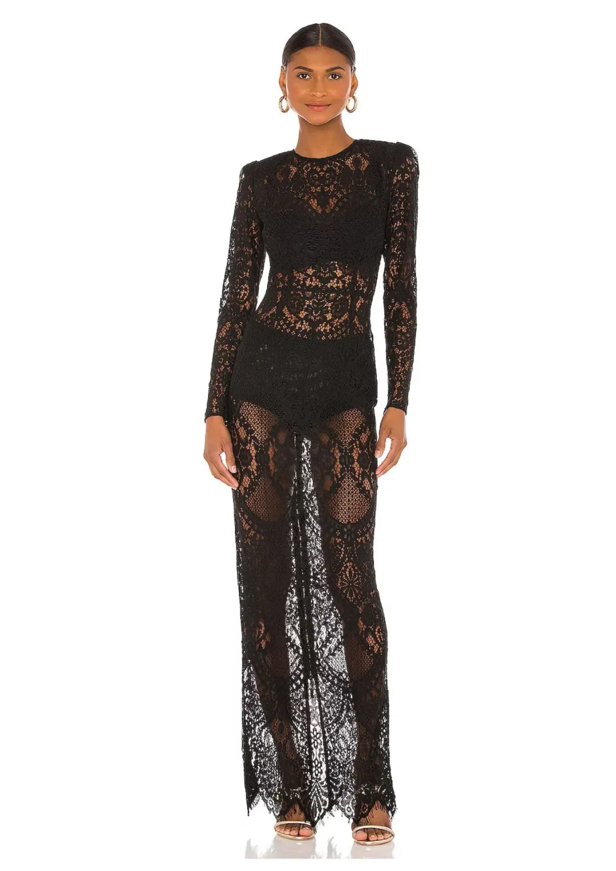 Bronx and Banco Allegra Lace Maxi Dress Black Size 6 for rent on The Volte - main image